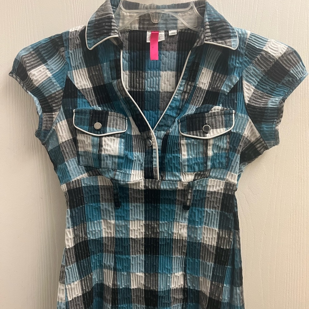 Scene plaid baby doll top